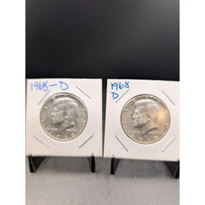 SILVER Lot – 2x 1968-D Kennedy Half Dollars